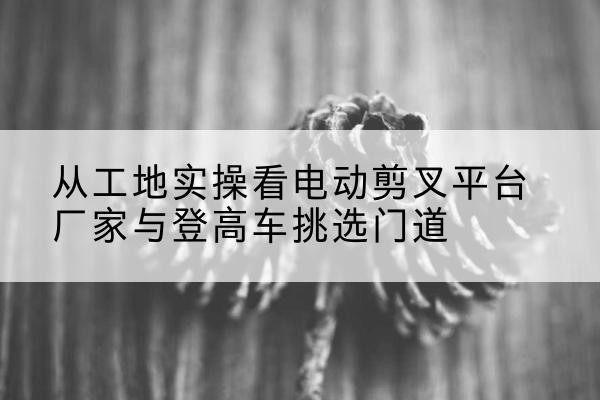 望谟电动剪叉升降平台厂家-从工地实操看电动剪叉平台厂家与登高车挑选门道